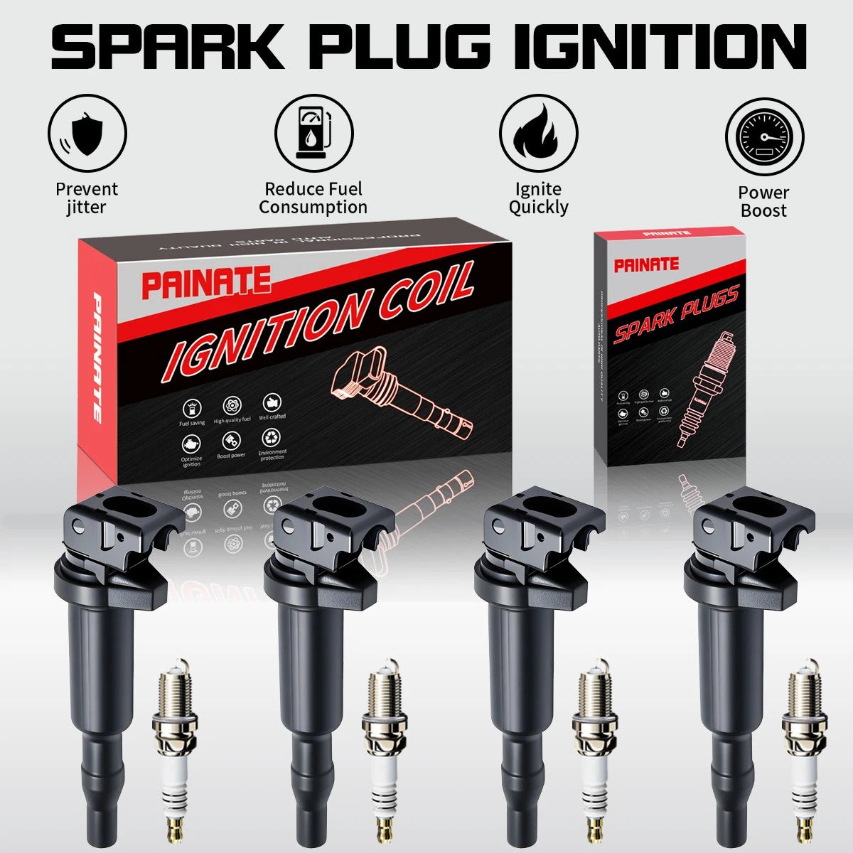 Set of 4 Ignition Coils & 4 Spark Plugs for BMW 328i 535i 550i 750i X5 X6 (2007–2016) UF592