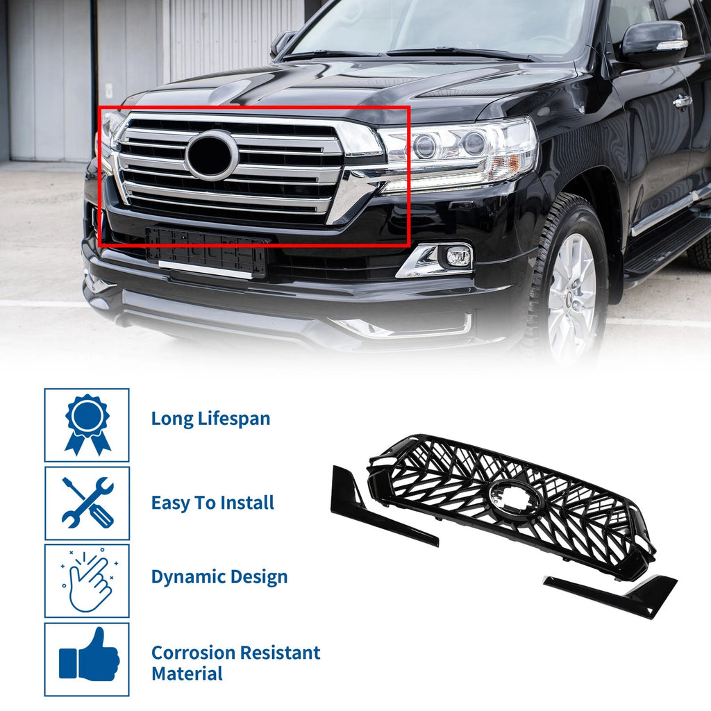 Front Upper Hood Bumper Grille for Toyota Land Cruiser LC200 (2016–2020)