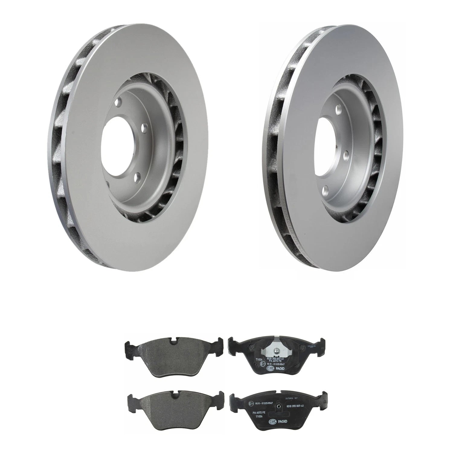 Hella Front 315mm Vented Rotors & Low-Met Disc Brake Pad Kit for BMW E36 M3 Z3 (1992–1999)
