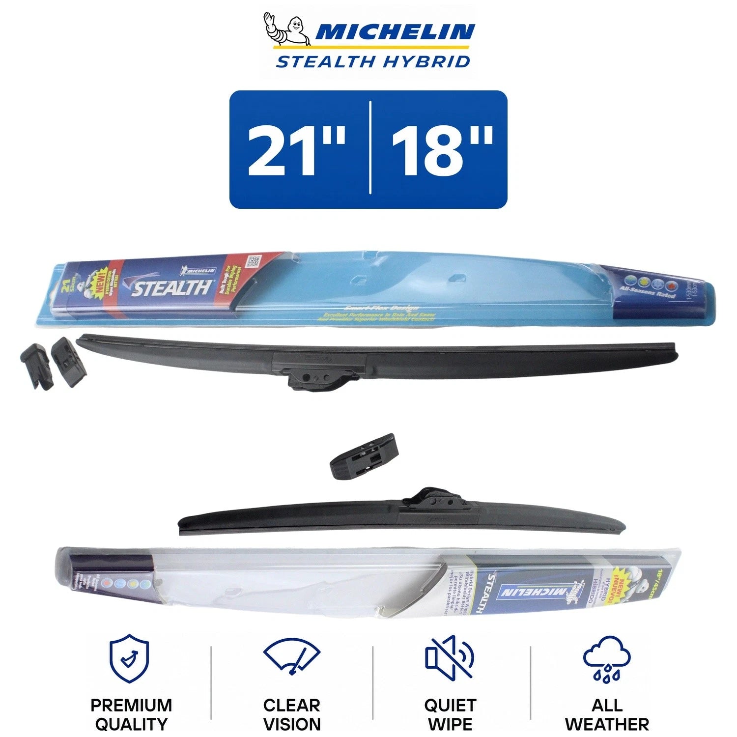 Set of 2 Michelin Stealth Hybrid Wiper Blades for Dodge (1995–1999)