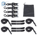 Set of 4 Heavy Duty Ratchet Straps 1.6" x 8' (5208lb Break Strength, Black)