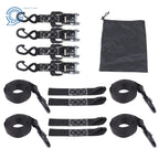 Set of 4 Heavy Duty Ratchet Straps 1.6" x 8' (5208lb Break Strength, Black)