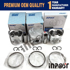 Set of 3 STD 3TNV76 Piston Set W Rings for Yanmar 3TNV76
