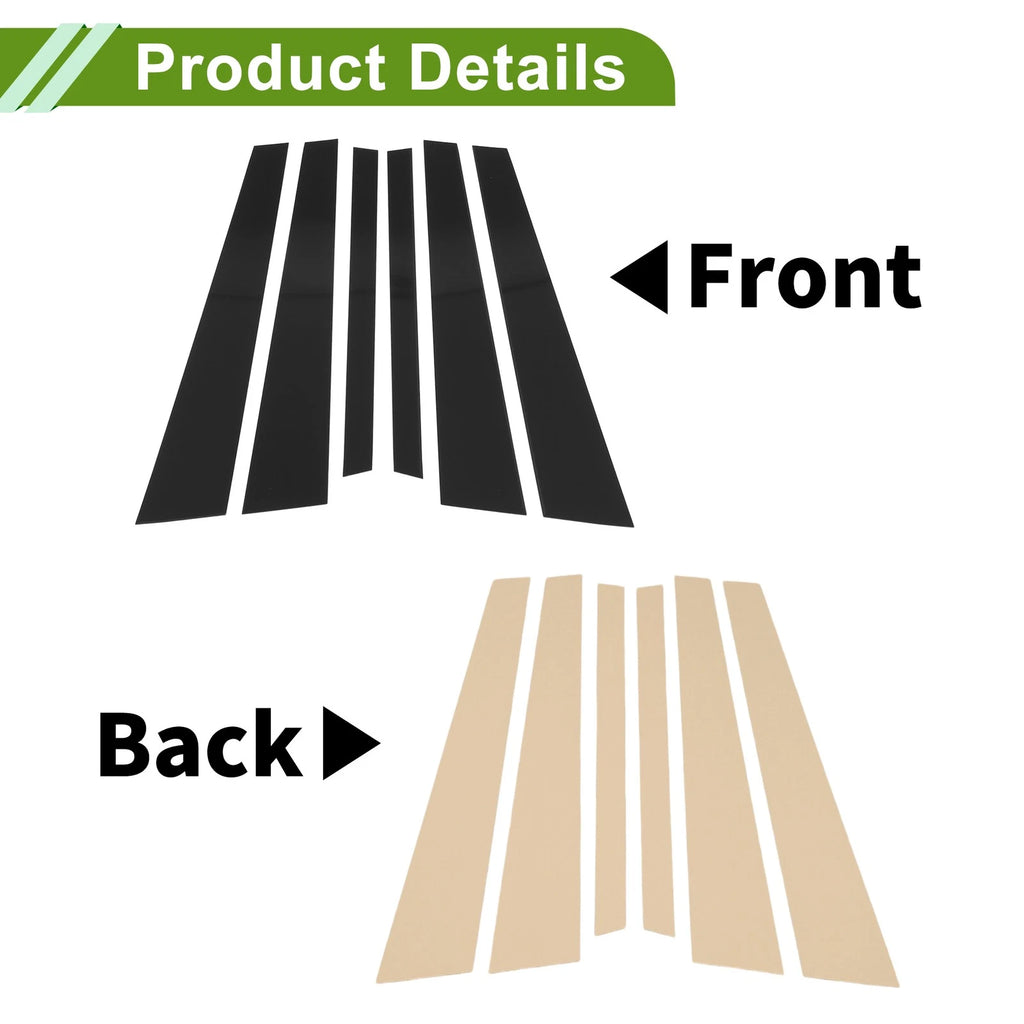 Set of 6 Door Pillar Window Trim for BMW 7-Series (1995–2001) Black