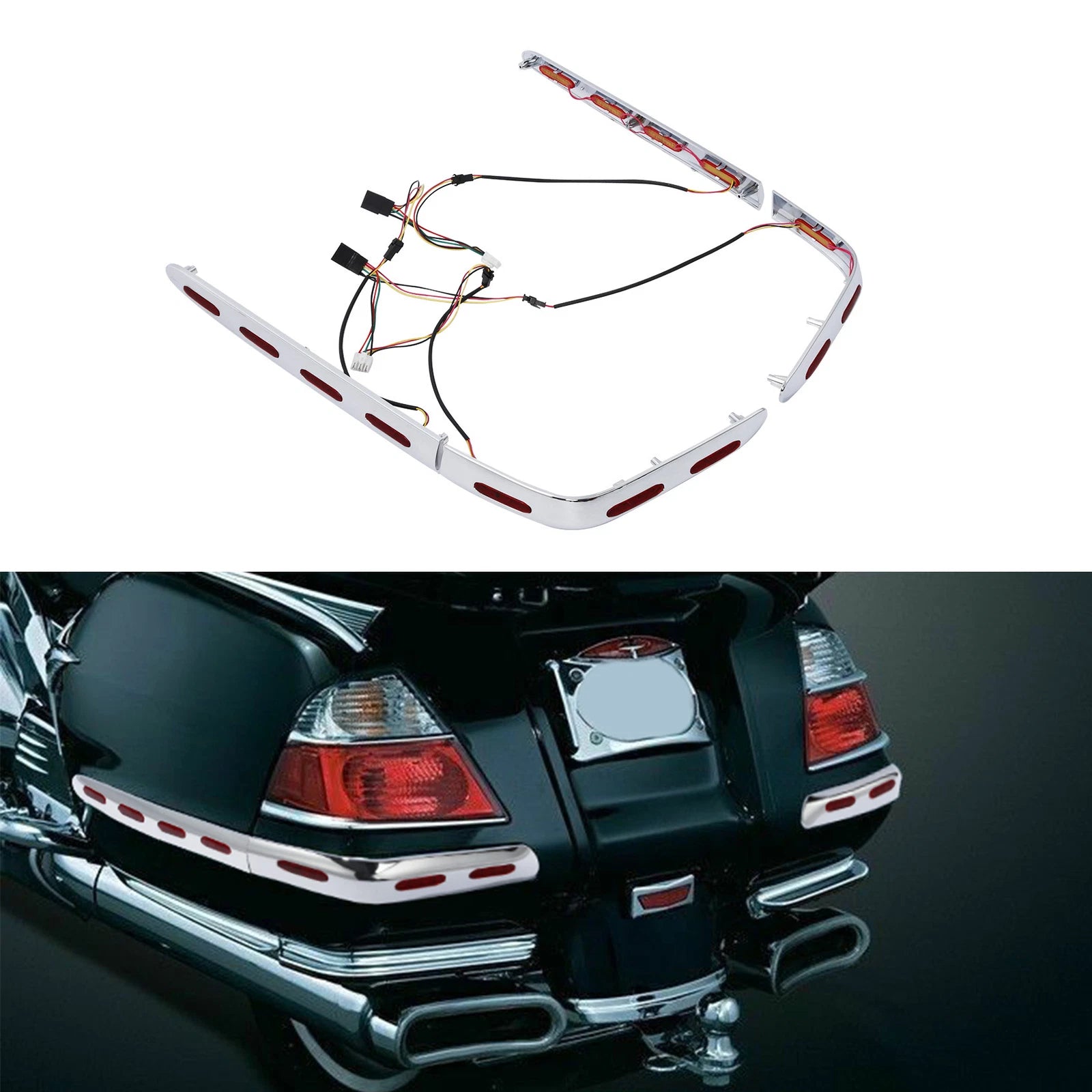 Saddlebag Trims Cover LED Lights for Honda Goldwing 1800 GL1800 (2001–2011)