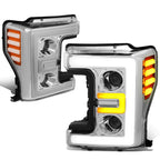 LED DRL Projector Headlight Lamps Chrome for Ford F250 F350 Super Duty (2017–2019)