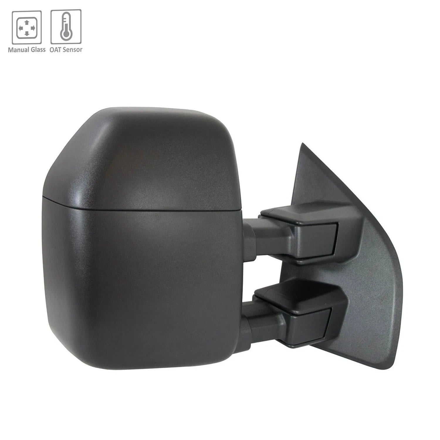 Passenger Side Manual Tow Mirror Replacement Textured with Temperature for Ford (2010–2016)