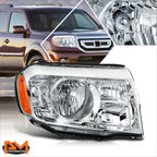 Passenger Side Headlight Lamp Chrome/Amber for Honda Pilot (2009–2011)