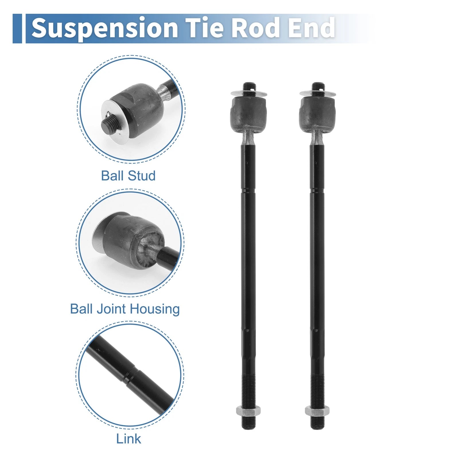 2X Front Inner Tie Rod End Links for Toyota Camry (1992–2001) No.EV301