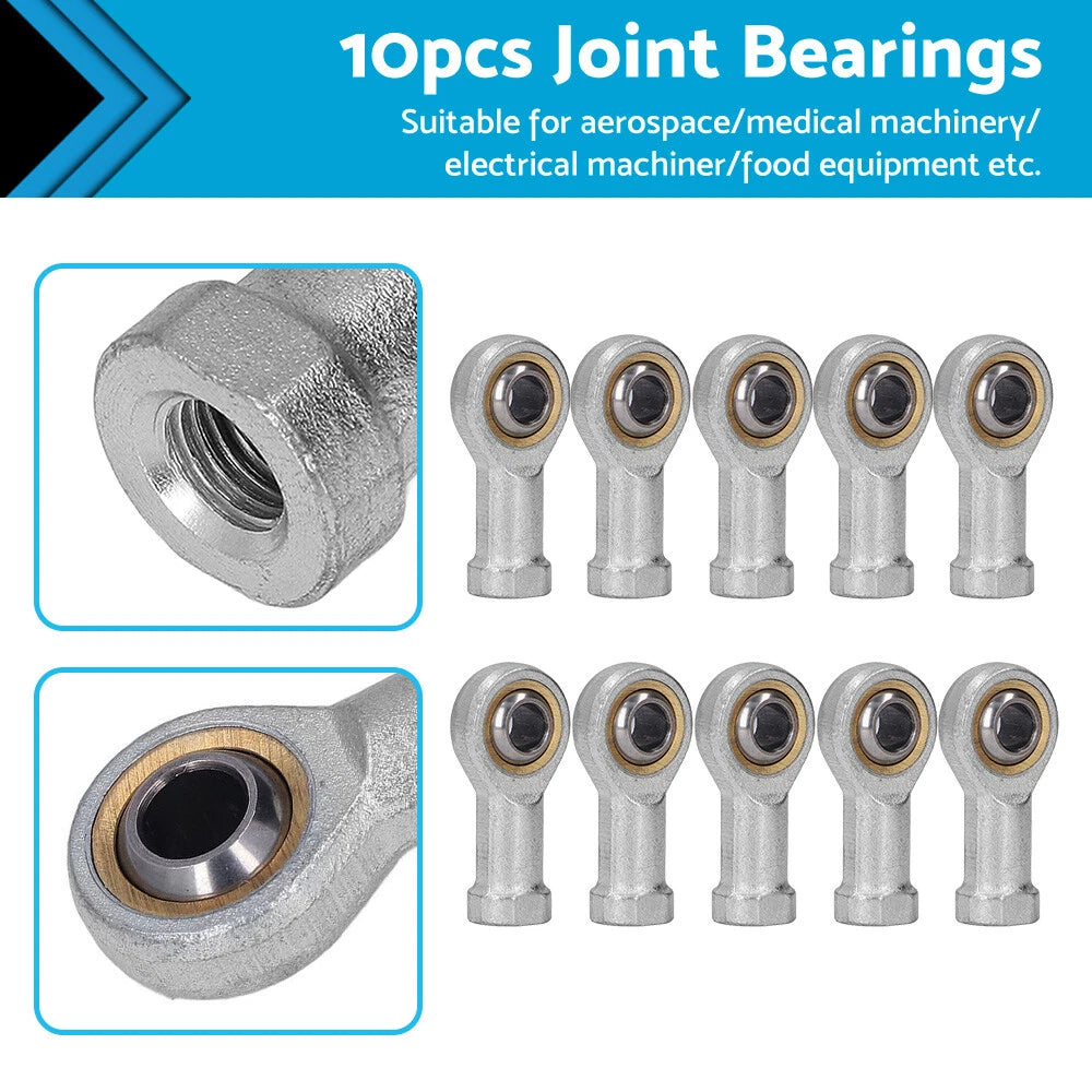 10x Zinc 6mm Female Spherical Plain Rose Joint Bearing Left Hand Threaded