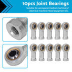 10x Zinc 6mm Female Spherical Plain Rose Joint Bearing Left Hand Threaded