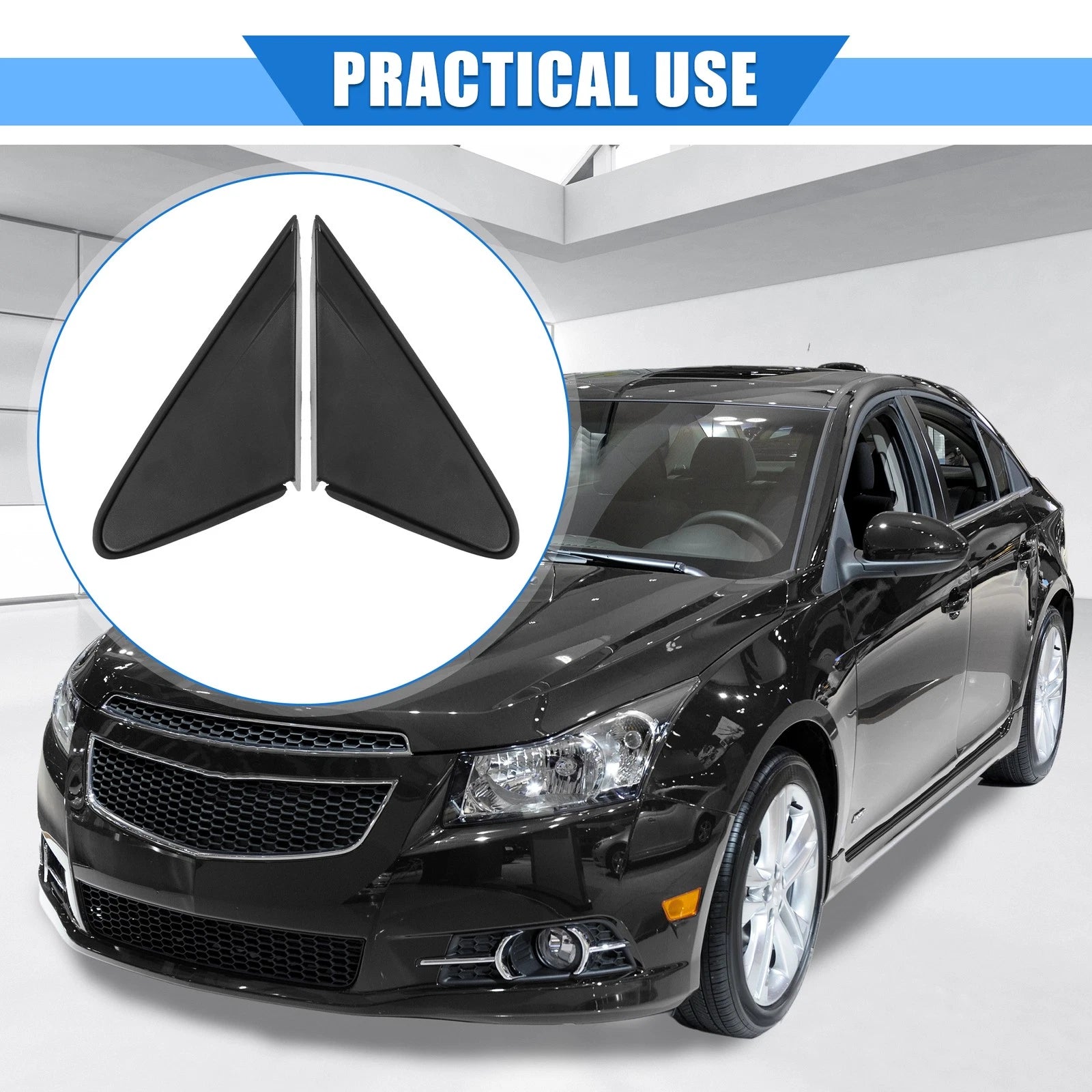 Pair Rear View Mirror Corner Triangle Trim for Chevy Cruze (2011–2016)