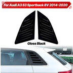 Gloss Black Window Louver Shutter Covers for Audi A3 S3 Sportback (2014-2020)