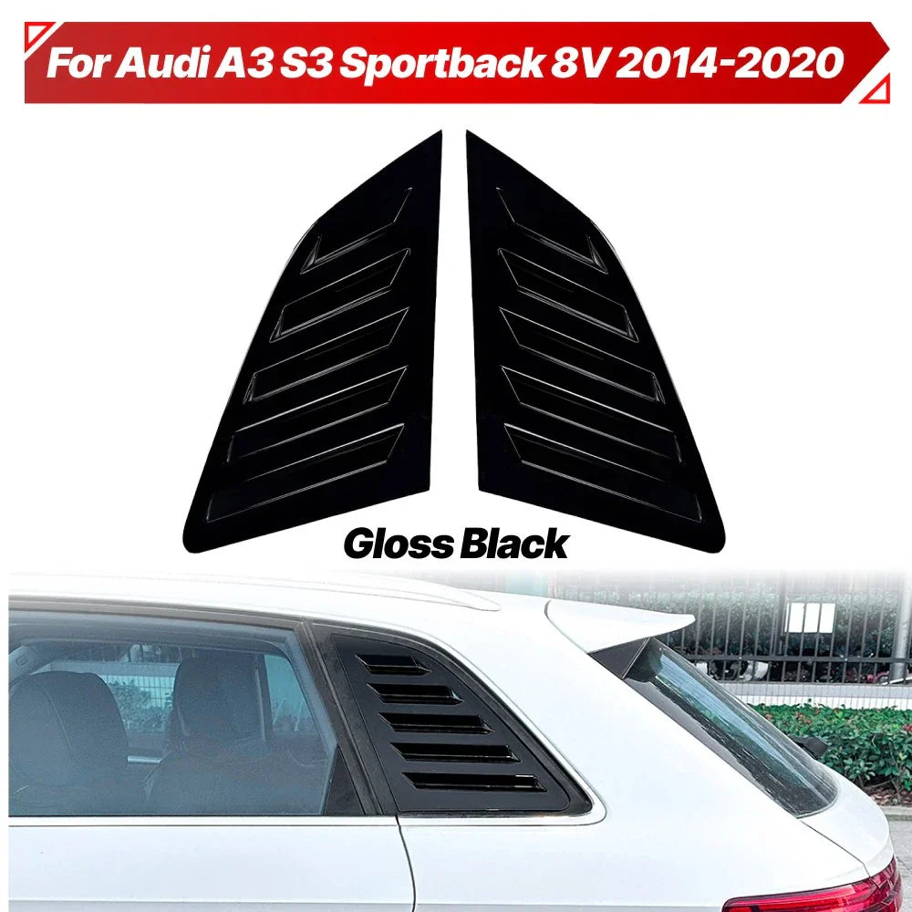 Gloss Black Window Louver Shutter Covers for Audi A3 S3 Sportback (2014-2020)