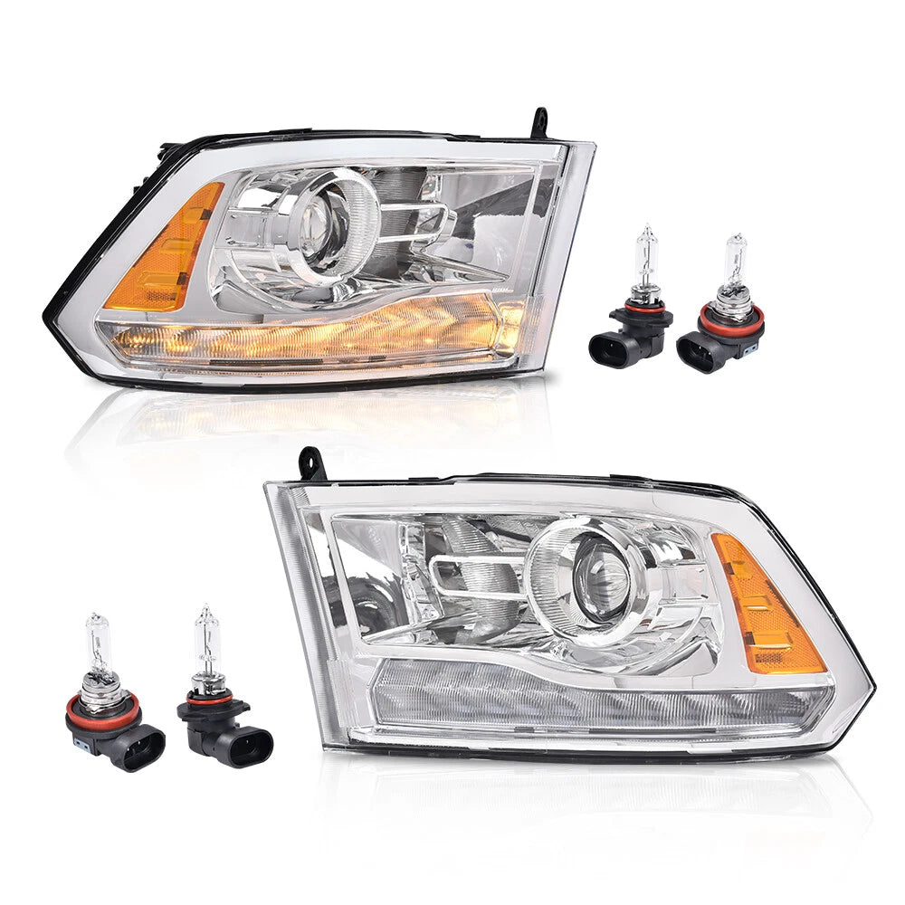 Chrome Projector Headlights with LED DRL for Dodge Ram 1500 2500 3500