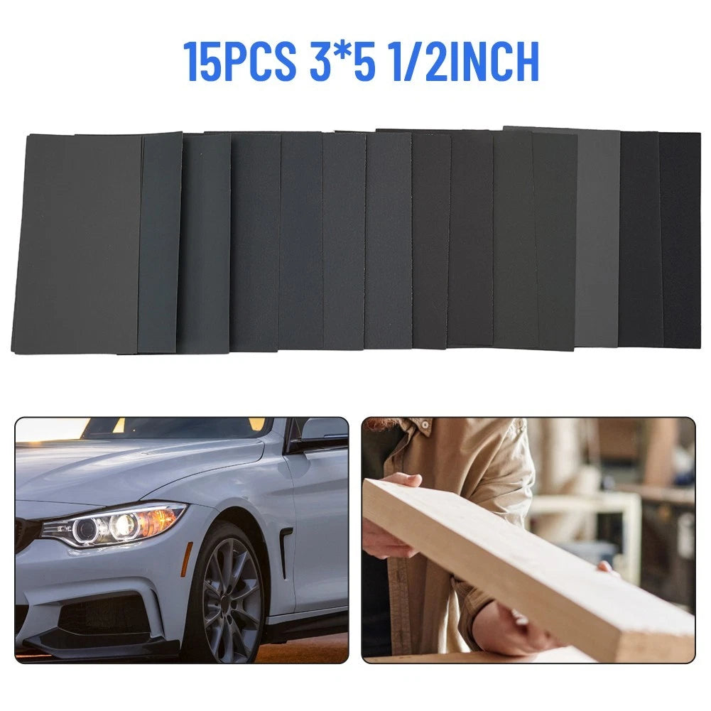 Car Body Sandpaper Set of 5 Silicon Carbide for Glass Metal Plastic