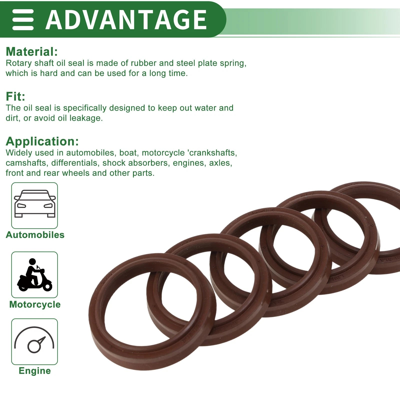 Set of 5 Oil Seal Rotary Shaft Seal FKM Rubber 31.5x39.5x5.5mm