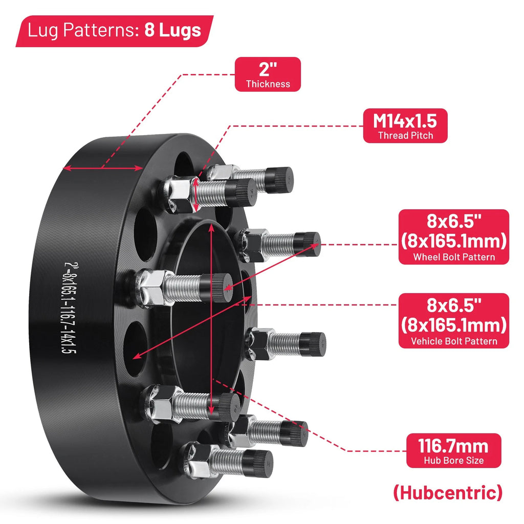 2" Hubcentric Wheel Spacers for 2001–2010 Chevy Silverado 3500 (14x1.5)