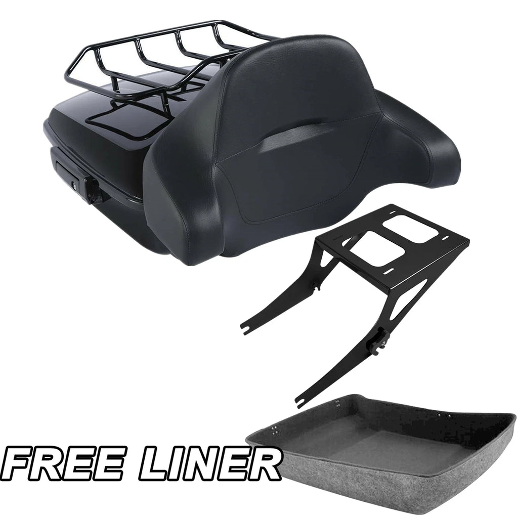 Chopped Trunk Backrest Pad Mount Rack for Harley Fat Boy FLST (2008–2016)