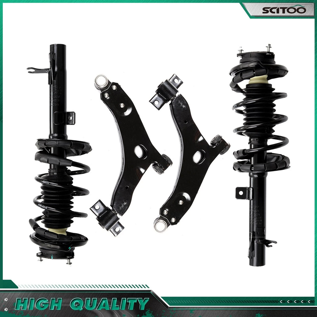 Set of 4 Front Struts with Coil Springs & Lower Control Arm for Ford Focus (2000–2004)