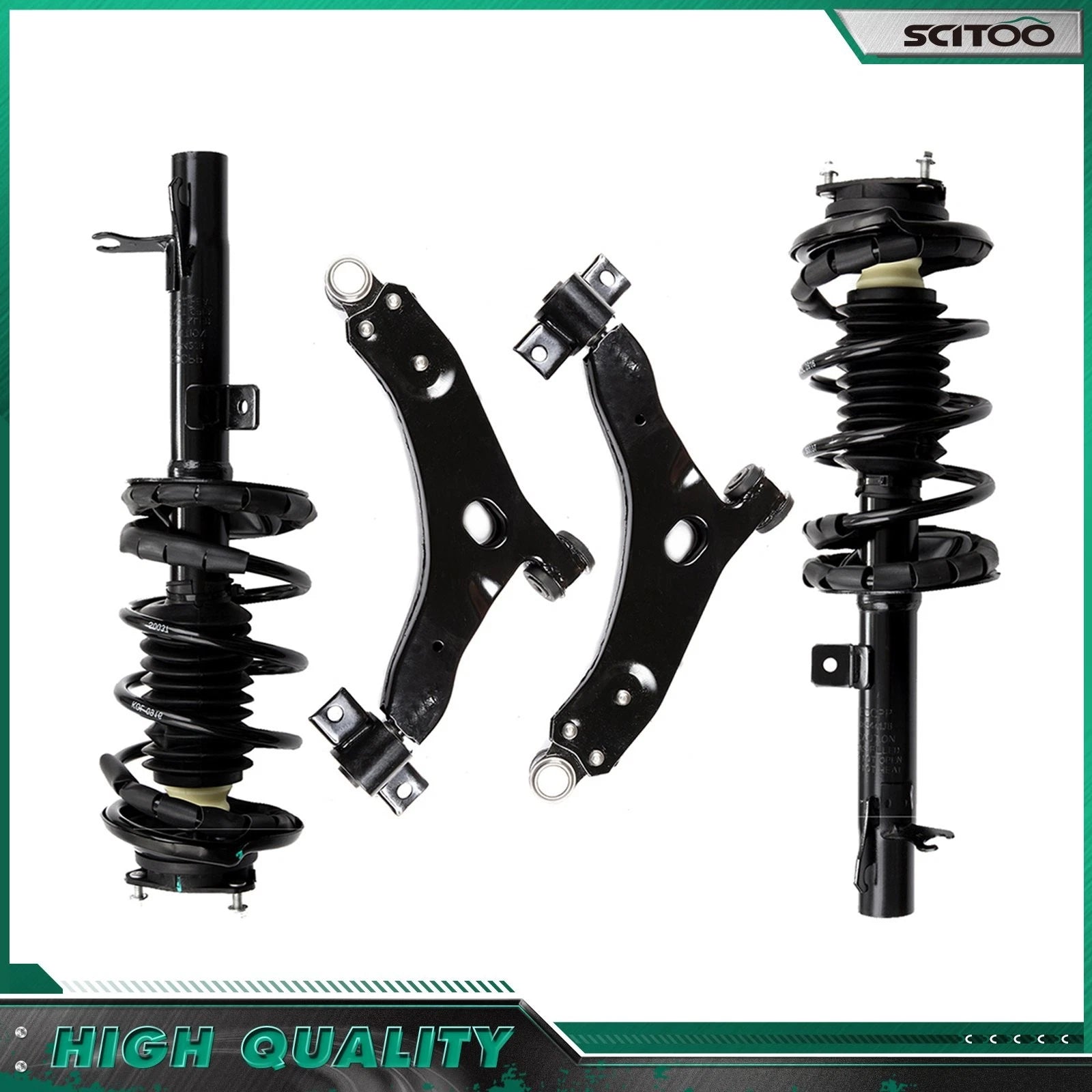 Set of 4 Front Struts with Coil Springs & Lower Control Arm for Ford Focus (2000–2004)