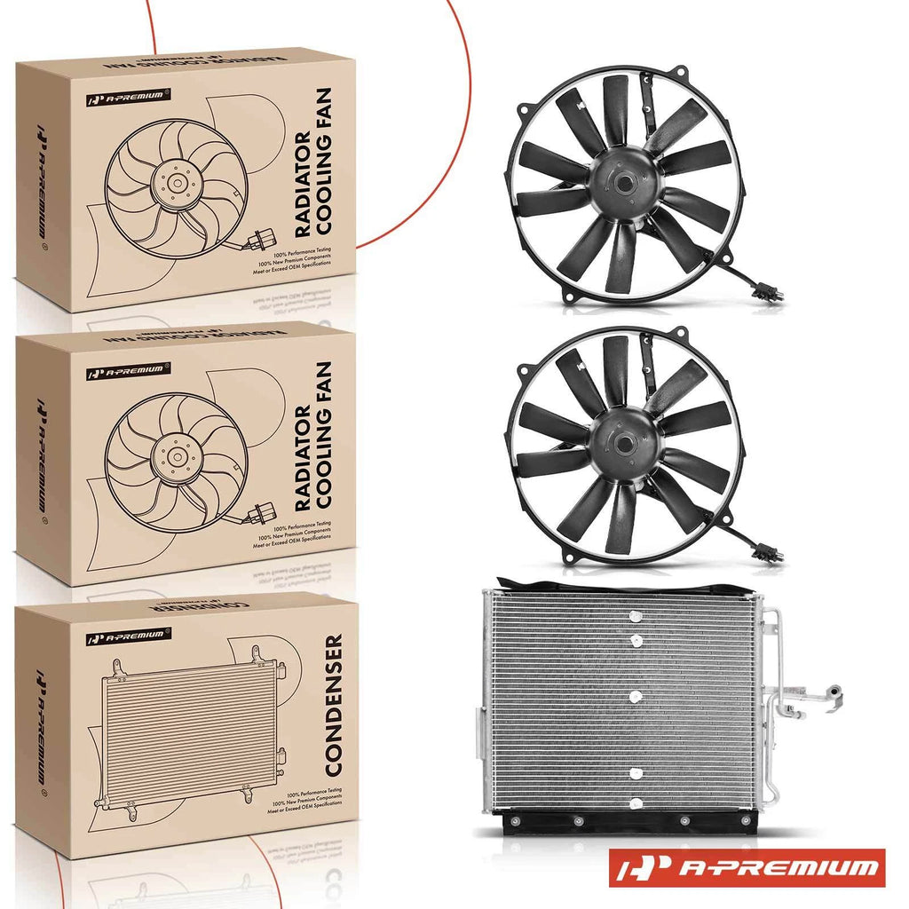 AC condenser and cooling fan assembly kit for Benz W124 300E E320 (1986–1995)