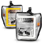 Chrome Clear Lens Headlights w Switchback Left Right for Ford F-250 (2008–2010)