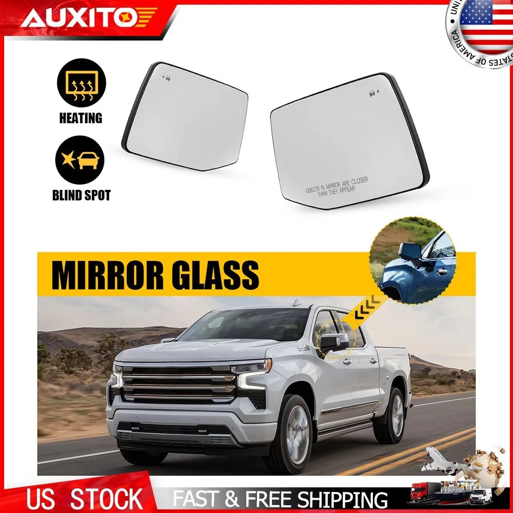 Heated Blind Spot Mirror Glass for Chevy Silverado Sierra (2014–2023)