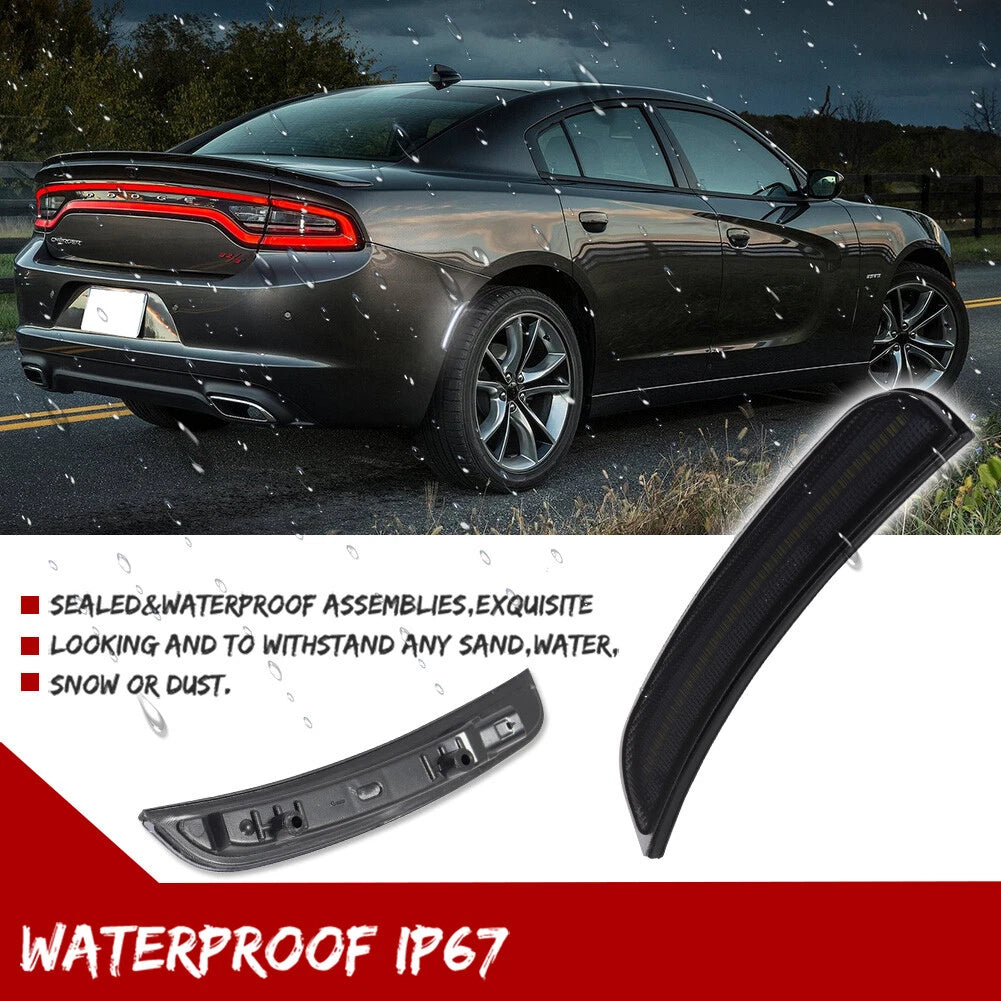 2X Smoke Lens LED Rear Side Marker Lights for Dodge Charger (2015–2022)