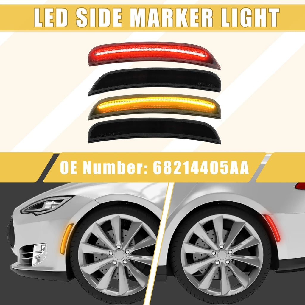 2X Front Rear LED Side Marker Light 68214405AA for Dodge 