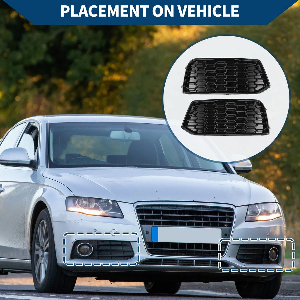 1 Pair Fog Light Grill Honeycomb for Audi Q5 (2018–2021) No. 80A807679D/80A807680D