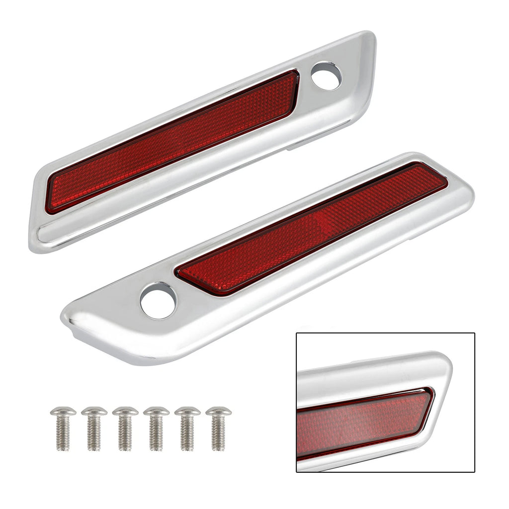 Saddlebag Latch Reflective Cover Chrome/Red for Harley Touring Road Glide (2014–2023)