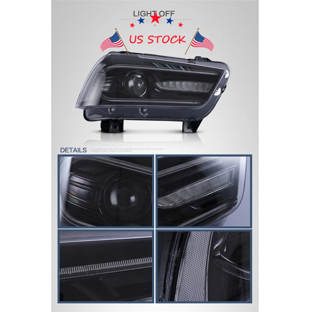 2X Sequential Turn Indicator LED Headlights for Dodge Charger (2011-2014)