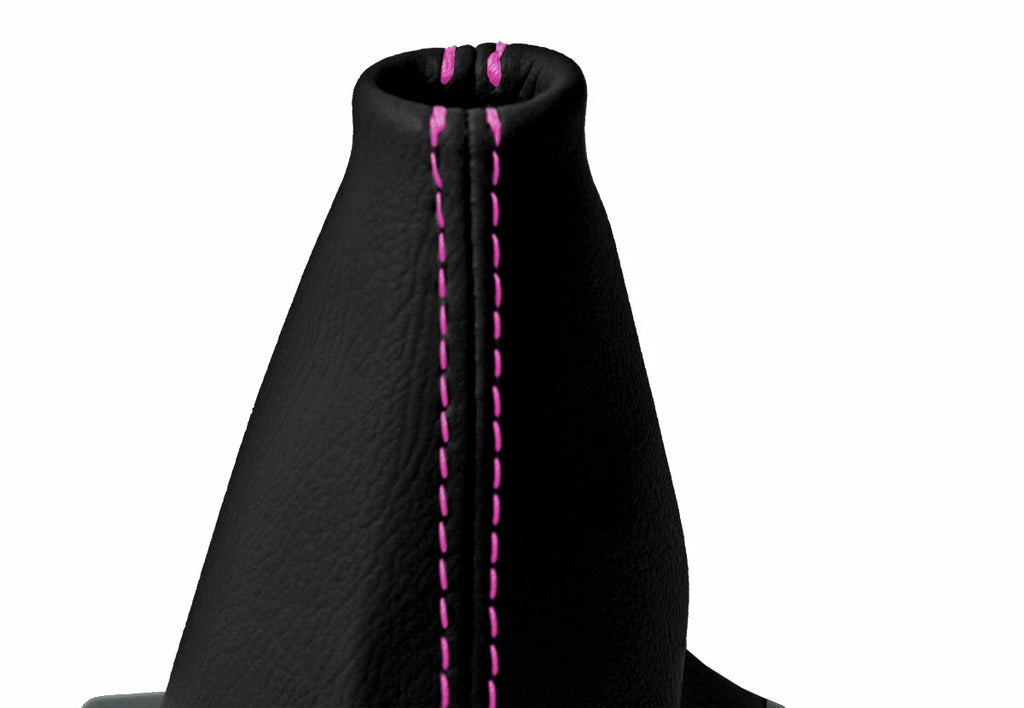 Leather Automatic Shift Boot Cover for Kia Optima (2011–2015) Black Pink Stitch