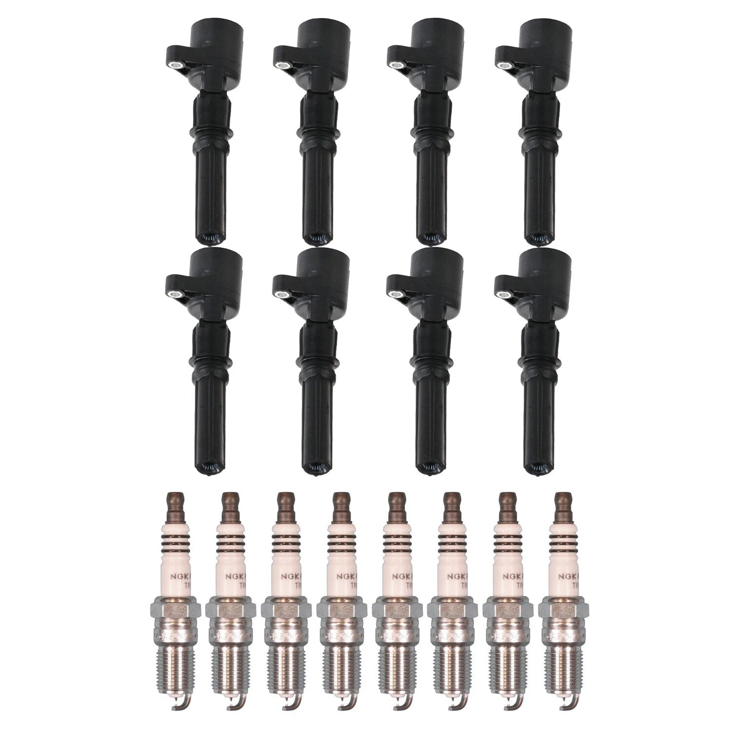 Set of 8 Ignition Coils & NGK Ruthenium HX Spark Plugs for SRX Tahoe E-150