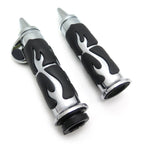 1 Pair Chrome Flame Spike Hand Grip Throttle Boss for Harley Dyna Touring (–)