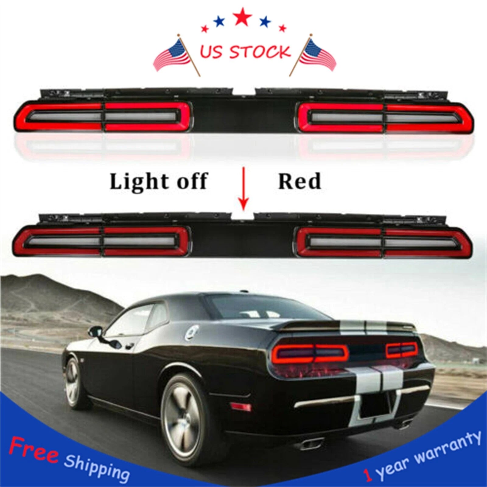 Red LED Tail Light for Dodge Challenger (2008–2014) Sequential Indicator