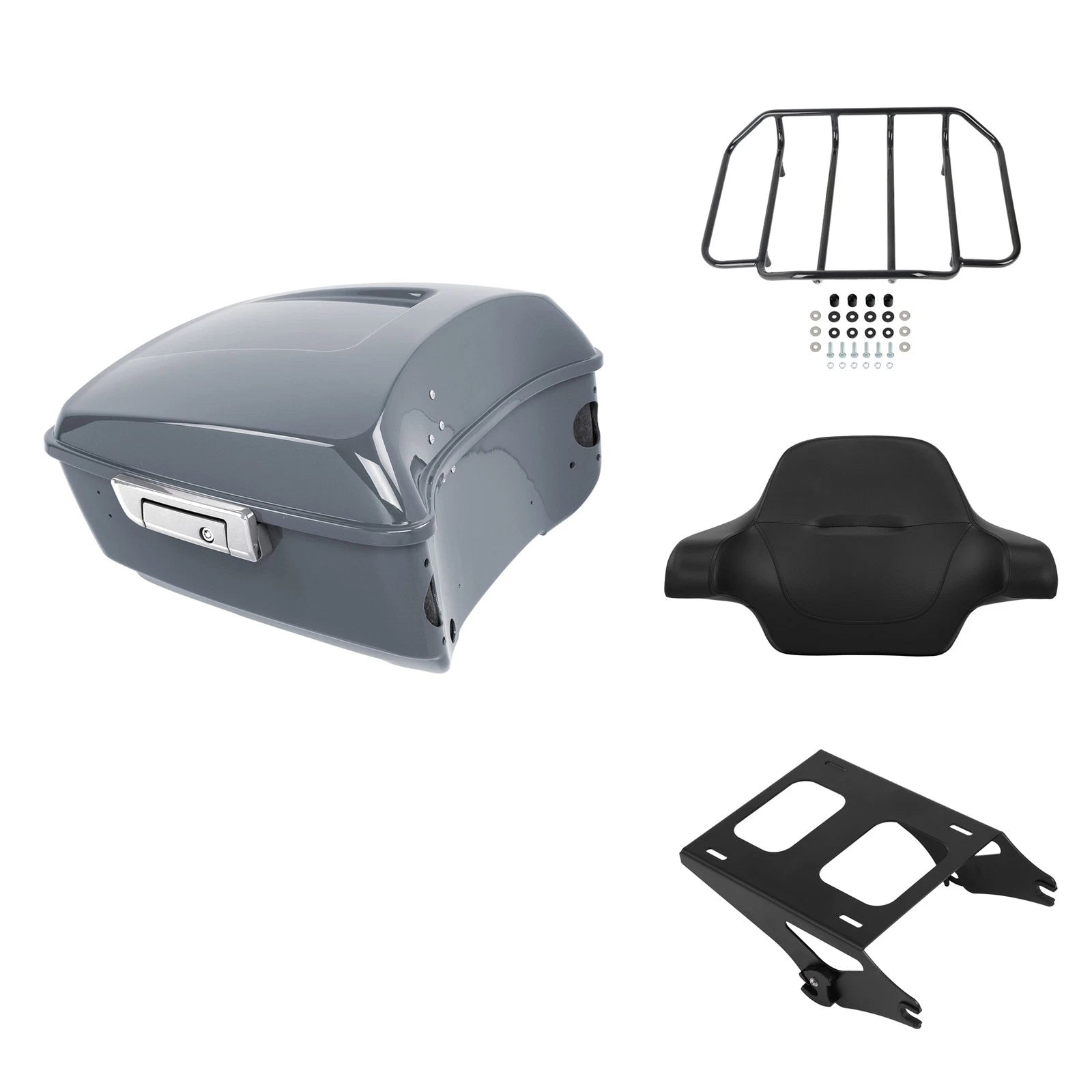 Trunk Backrest Pad Rack Mount for Harley Touring (2014–2026) Gunship Gray