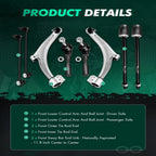 Set of 8 Steering Control Arm Ball Joint Sway Bar for Chevrolet Malibu (2004–2012)