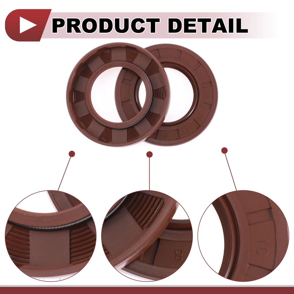 2X Oil Seal Rotary Shaft Seal FKM Rubber 35x62x8mm for Various Models 