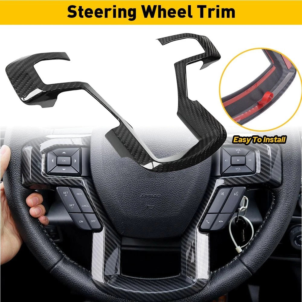 Carbon Fiber Steering Wheel Trim for Ford F150 (2015–2020) EXV