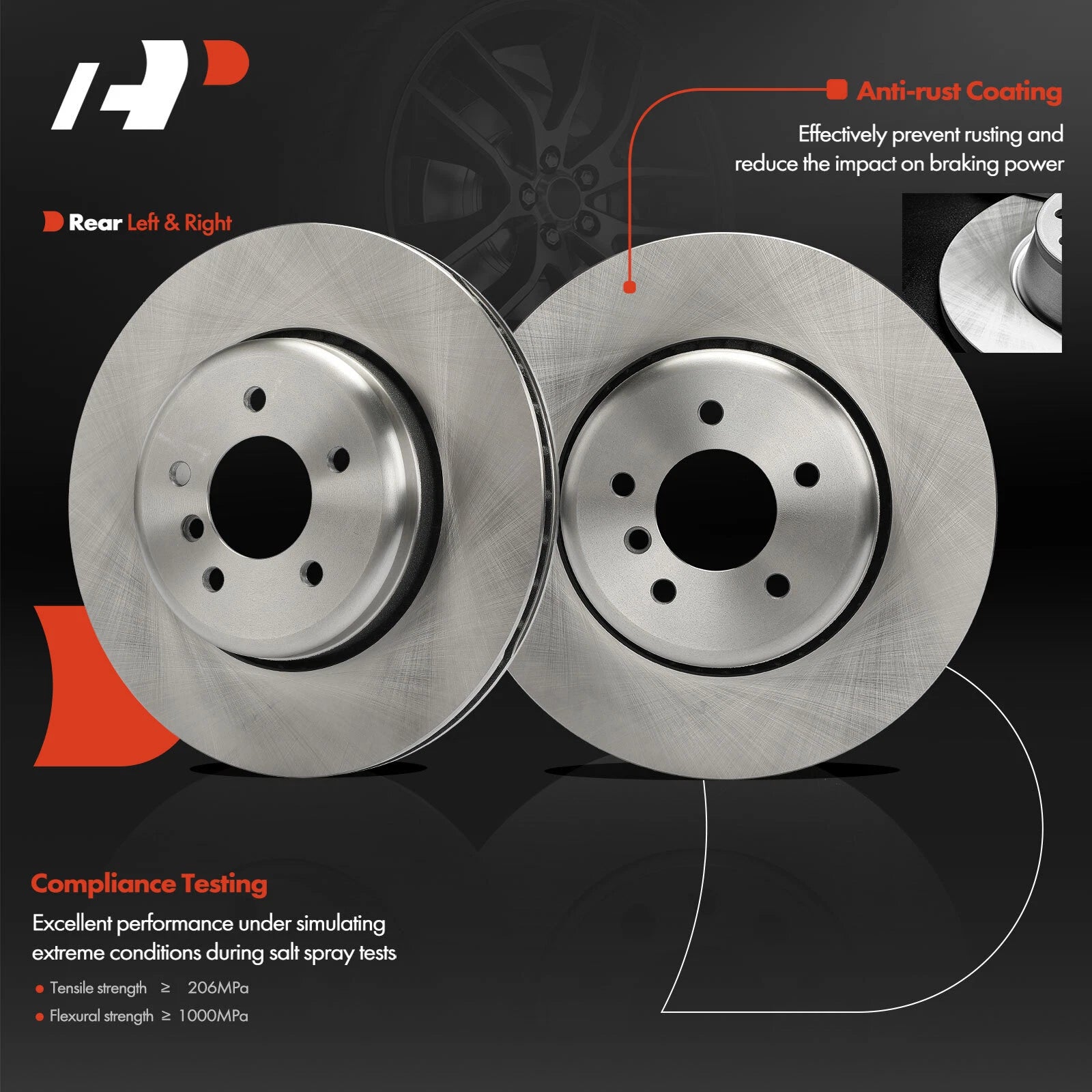 Rear Disc Brake Rotors & Ceramic Pads for BMW E60 535i 2008–2010