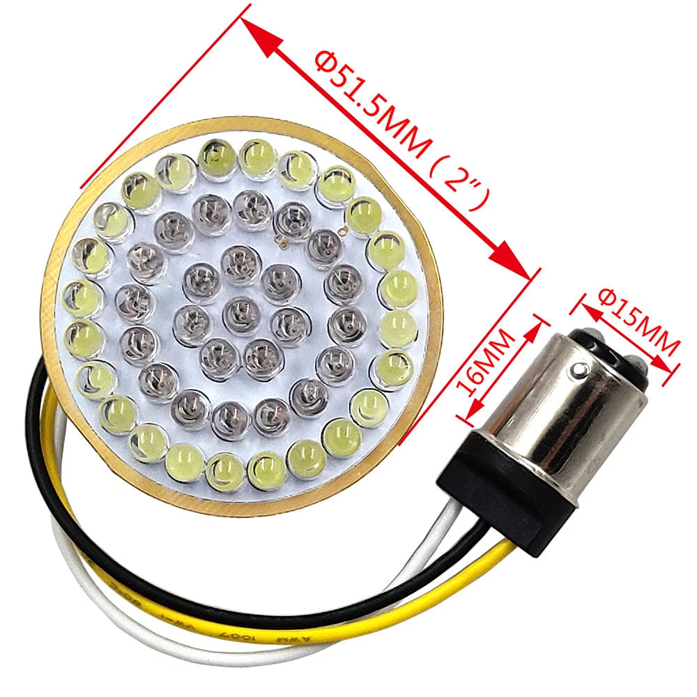 2X 1157 Bullet White/Amber LED Turn Signal Insert for Harley