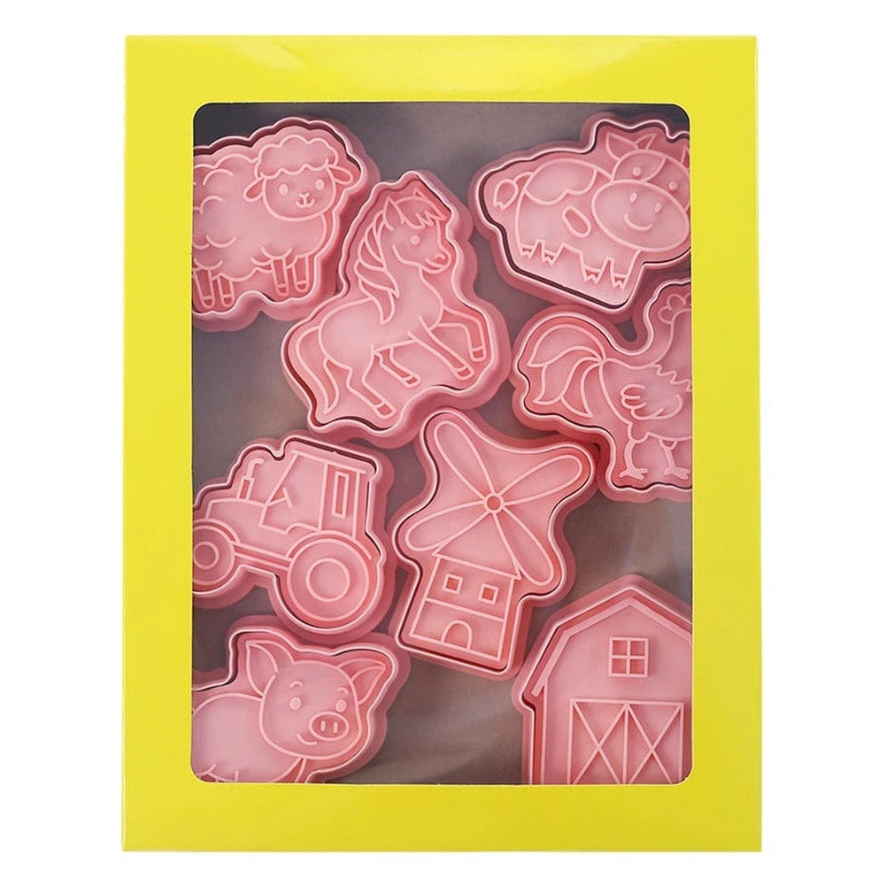 8 Piece Cookie Cutter Set - Farm Animal Shapes for Baking