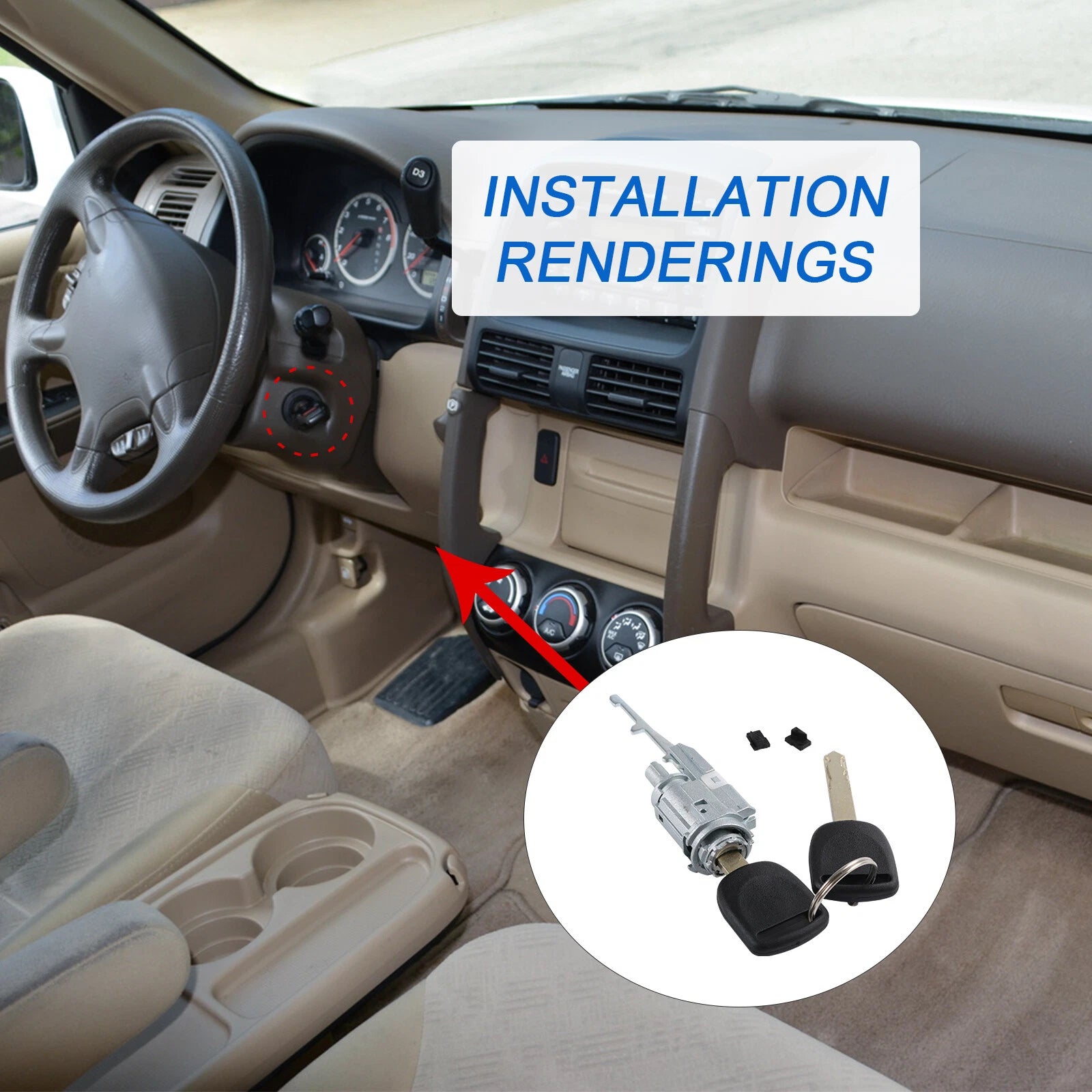 Ignition Switch Cylinder Lock for Honda Accord Acura (2002–2014) with 2 Keys