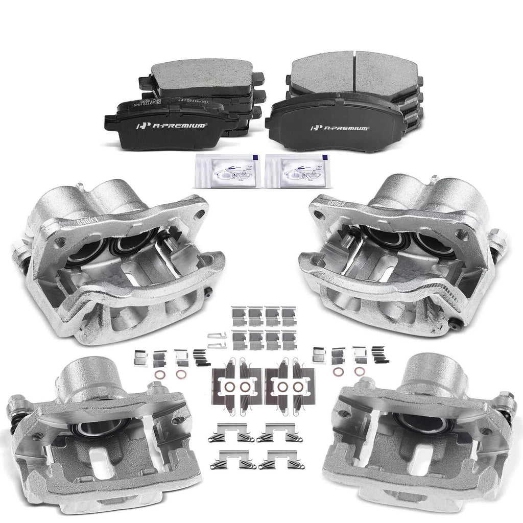 Set of 12 Brake Pads and Calipers for Mazda CX-7 (2007–2012)