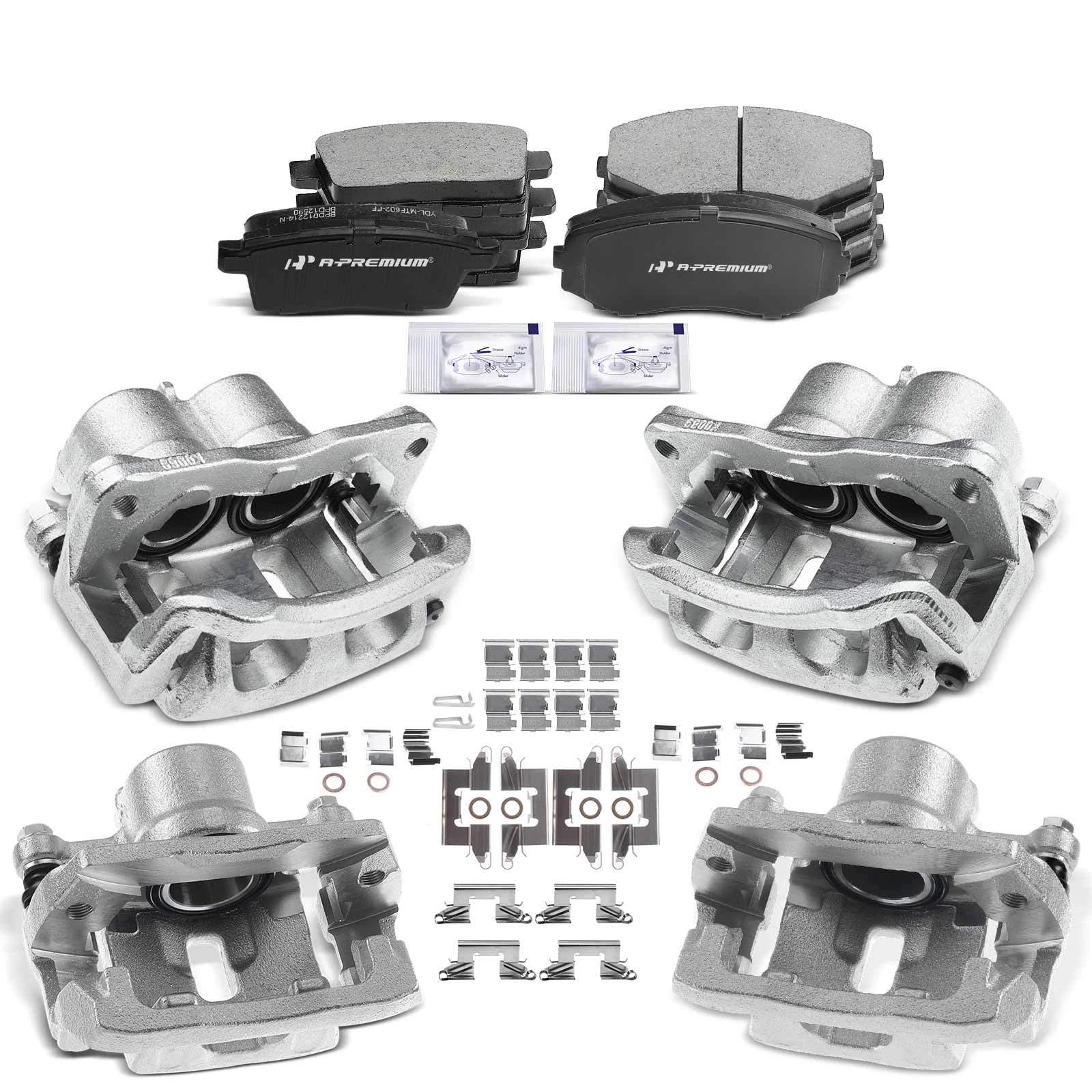 Set of 12 Brake Pads and Calipers for Mazda CX-7 (2007–2012)