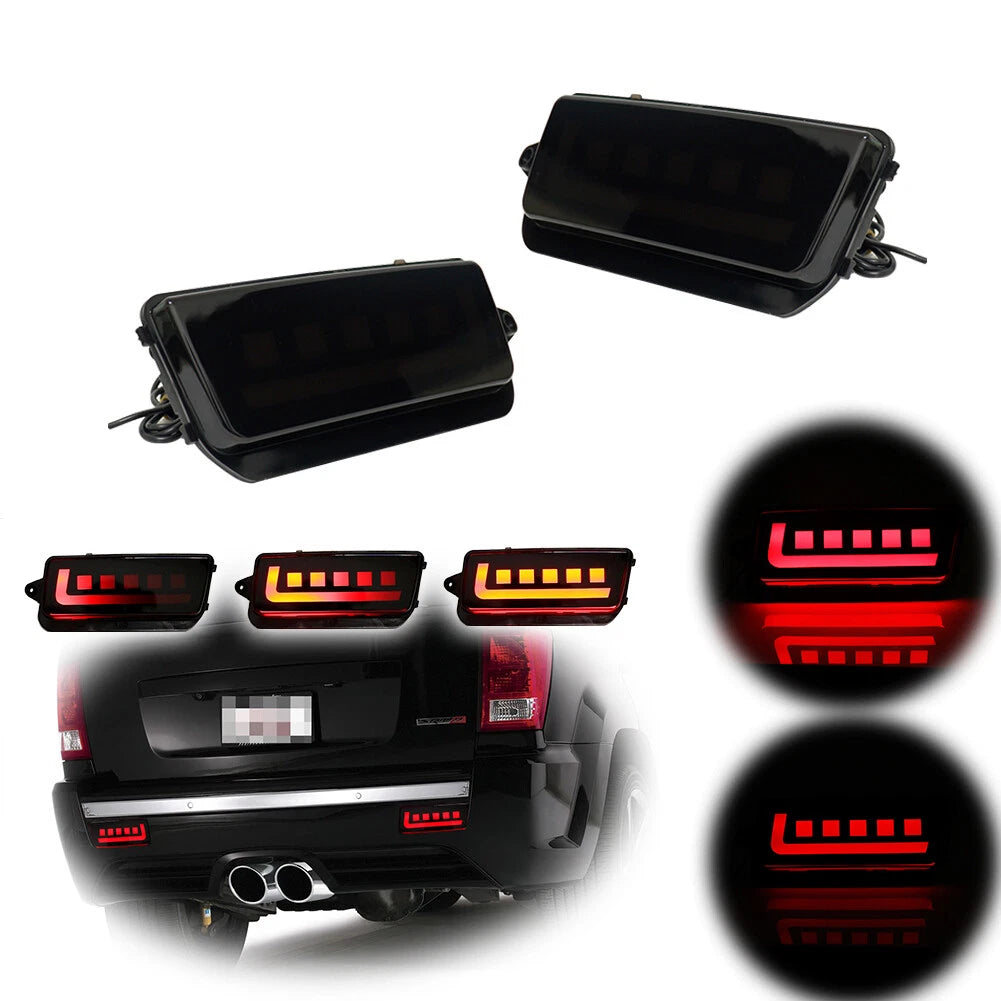 Set of Smoked Lens LED Bumper Brake Tail Lights for Jeep Grand Cherokee (2005–2010)