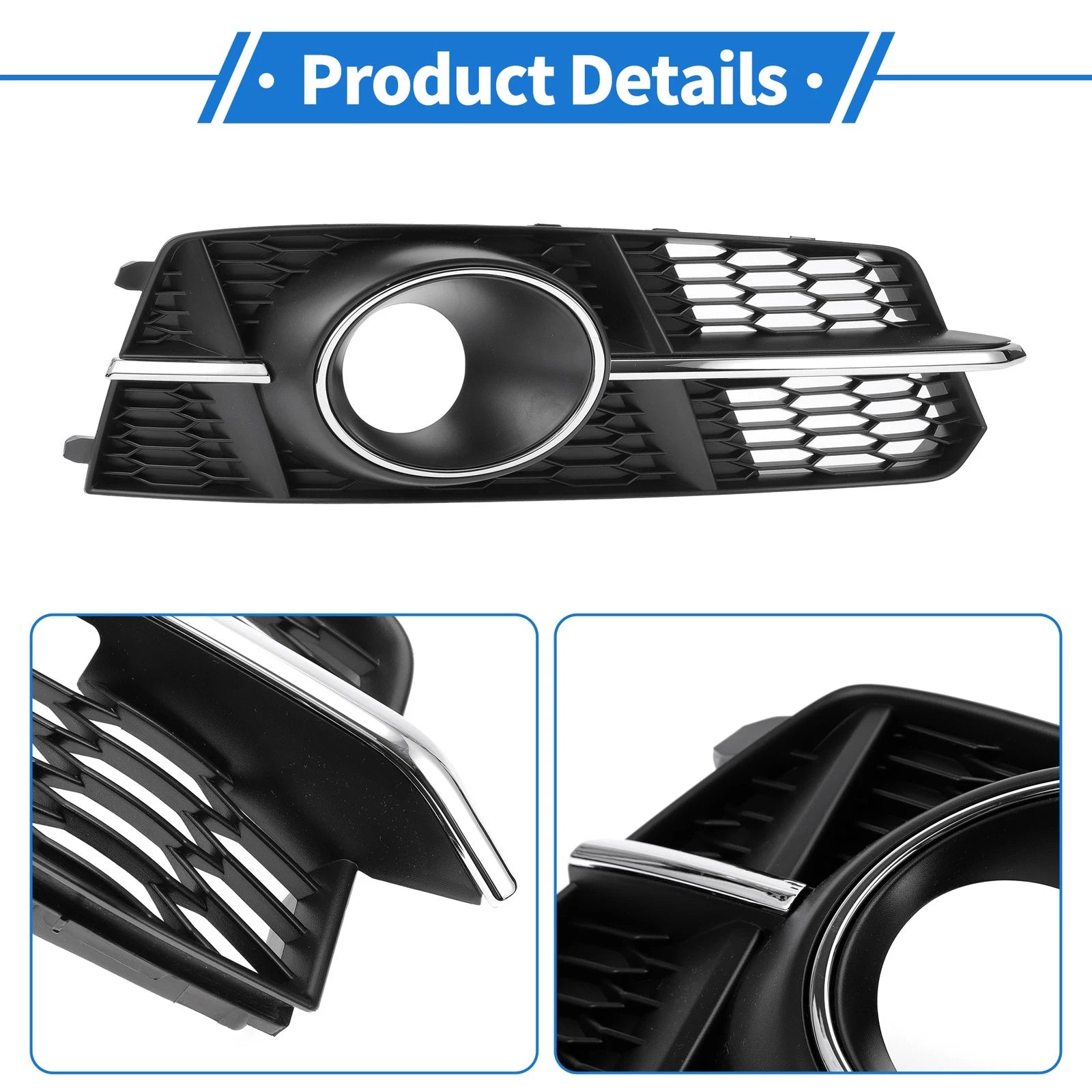 1 Pair Fog Light Grills for Audi A6 C7 A6L (2012–2018) No. 4G0807681AG/4G0807682AG