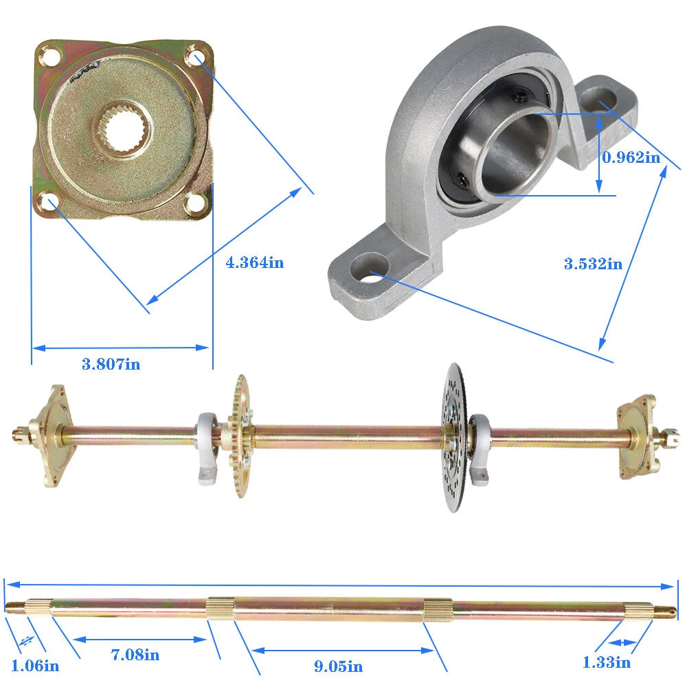 Live Rear Axle Kit for Go Kart ATV (1.2"x 32")